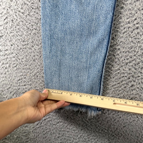 Zara Jeans Womens 0 Blue Denim Cotton Straight Faded Stretch Distressed Raw-Hem - Picture 10 of 11